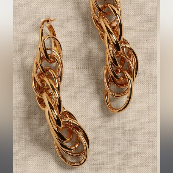 NWT BANANA REPUBLIC AMBRA OVAL MULTILINK CHAIN EARRINGS | AUREUS + ARGENT - Picture 4 of 4